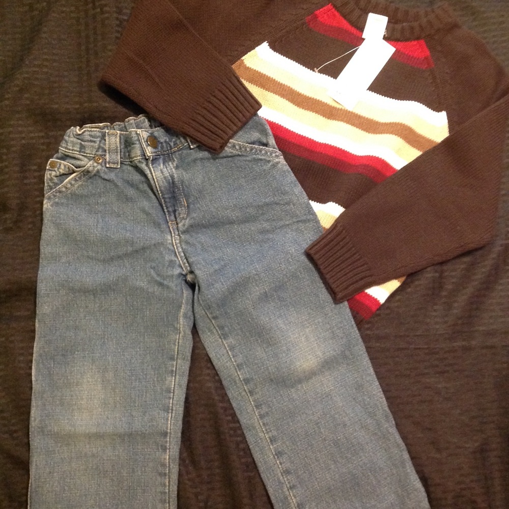 Boys size 4 jeans and sweater outfit
